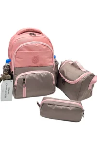 ÇantaExpress Waterproof first School Bag Set of 3 Unisex Children primary school Bag Cnt-8010 Powder-mink - Image 2