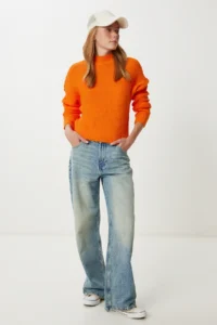 Happiness İstanbul Women orange High Neck Basic Knitwear Sweater - Image 3