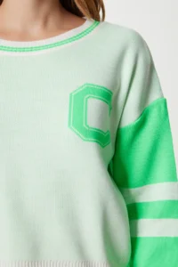 Happiness İstanbul Women Green Contrast Colorful Knitwear Sweater - Image 3