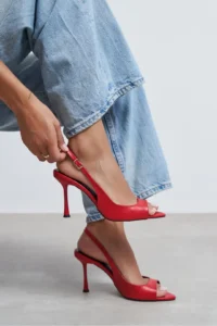 Nisantasi Shoes MAIA Red MATTE Pointed toe Front Light Thin Heels Women Shoes - Image 2
