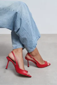 Nisantasi Shoes MAIA Red MATTE Pointed toe Front Light Thin Heels Women Shoes - Image 7