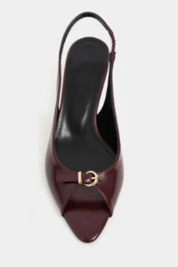 Nisantasi Shoes Rone Burgundy RUSTIC pattern Pointed toe Front Light with buckle Thin Heels Women Shoes - Image 4