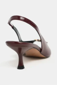 Nisantasi Shoes Rone Burgundy RUSTIC pattern Pointed toe Front Light with buckle Thin Heels Women Shoes - Image 5