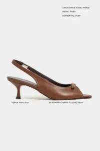 Nisantasi Shoes Rone Tan MATTE Pointed toe Front Light with buckle Thin Heels Women Shoes - Image 2