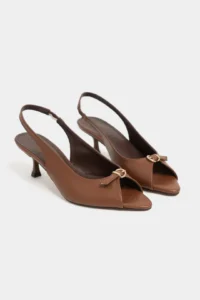 Nisantasi Shoes Rone Tan MATTE Pointed toe Front Light with buckle Thin Heels Women Shoes - Image 6