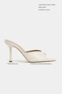 Nisantasi Shoes RODI BEIGE MATTE Pointed toe Women Thin Heels Slippers - Image 3