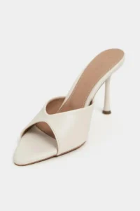 Nisantasi Shoes RODI BEIGE MATTE Pointed toe Women Thin Heels Slippers - Image 4