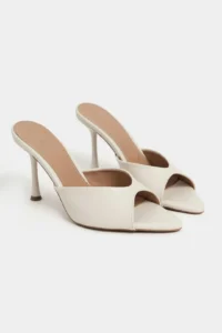 Nisantasi Shoes RODI BEIGE MATTE Pointed toe Women Thin Heels Slippers - Image 6