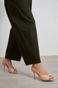 Nisantasi Shoes RODI Nude MATTE Pointed toe Women Thin Heels Slippers - Image 6