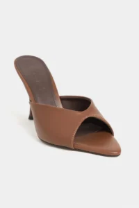 Nisantasi Shoes RODI Tan MATTE Pointed toe Women Thin Heels Slippers - Image 3
