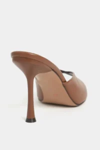 Nisantasi Shoes RODI Tan MATTE Pointed toe Women Thin Heels Slippers - Image 4