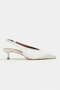Nisantasi Shoes WILSON Pearl Satin Diver Material Open-Back Women Heels Shoes