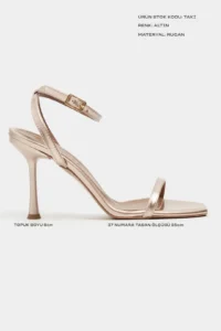 Nisantasi Shoes jewelry ROSE Gold Bilek Belt Detailed Women Thin Heels Shoes - Image 3