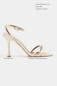 Nisantasi Shoes Ava BEIGE Satin Cross Detailed Ankle Tied Women Heels Shoes - Image 2