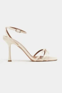 Nisantasi Shoes Ava BEIGE Satin Cross Detailed Ankle Tied Women Heels Shoes - Image 3