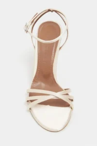 Nisantasi Shoes Ava BEIGE Satin Cross Detailed Ankle Tied Women Heels Shoes - Image 4
