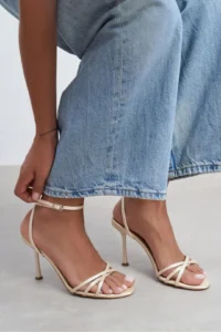 Nisantasi Shoes Ava BEIGE Satin Cross Detailed Ankle Tied Women Heels Shoes - Image 7