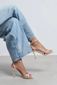 Nisantasi Shoes Ava BEIGE Satin Cross Detailed Ankle Tied Women Heels Shoes - Image 8