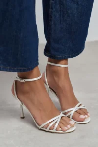 Nisantasi Shoes Ava Pearl Satin Cross Detailed Ankle Tied Women Heels Shoes - Image 2