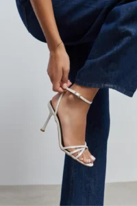 Nisantasi Shoes Ava Pearl Satin Cross Detailed Ankle Tied Women Heels Shoes - Image 7