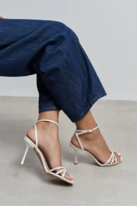 Nisantasi Shoes Ava Pearl Satin Cross Detailed Ankle Tied Women Heels Shoes - Image 8