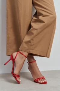 Nisantasi Shoes Ava Red Satin Cross Detailed Ankle Tied Women Heels Shoes - Image 2
