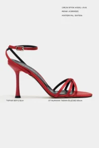 Nisantasi Shoes Ava Red Satin Cross Detailed Ankle Tied Women Heels Shoes - Image 3