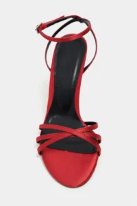 Nisantasi Shoes Ava Red Satin Cross Detailed Ankle Tied Women Heels Shoes - Image 4
