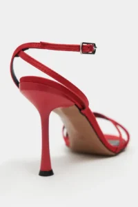 Nisantasi Shoes Ava Red Satin Cross Detailed Ankle Tied Women Heels Shoes - Image 5