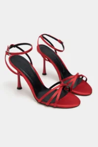Nisantasi Shoes Ava Red Satin Cross Detailed Ankle Tied Women Heels Shoes - Image 6