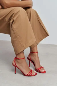 Nisantasi Shoes Ava Red Satin Cross Detailed Ankle Tied Women Heels Shoes - Image 7