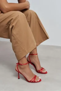 Nisantasi Shoes Ava Red Satin Cross Detailed Ankle Tied Women Heels Shoes - Image 8