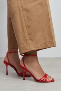 Nisantasi Shoes Ava Red Satin Cross Detailed Ankle Tied Women Heels Shoes - Image 9