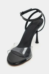 Nisantasi Shoes Vesper Black Patent Front Transparent Thin Heels Women Shoes - Image 4