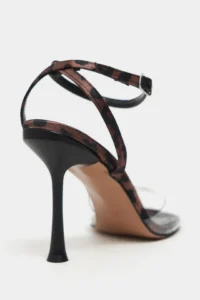 Nisantasi Shoes Vesper Leopard Satin Front Transparent Thin Heels Women Shoes - Image 5