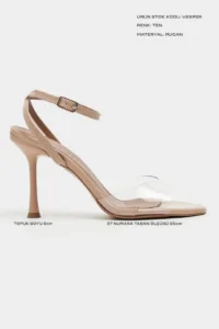 Nisantasi Shoes Vesper Nude Patent Front Transparent Thin Heels Women Shoes - Image 3