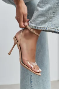 Nisantasi Shoes Vesper Nude Patent Front Transparent Thin Heels Women Shoes - Image 7