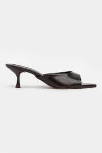 Nisantasi Shoes PROMISE Brown RUSTIC Patterned Pointed toe Women Thin Heels Slippers