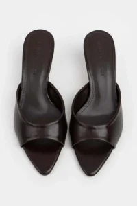 Nisantasi Shoes PROMISE Brown RUSTIC Patterned Pointed toe Women Thin Heels Slippers - Image 10