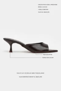 Nisantasi Shoes PROMISE Brown RUSTIC Patterned Pointed toe Women Thin Heels Slippers - Image 3