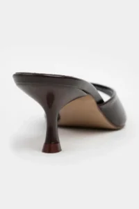 Nisantasi Shoes PROMISE Brown RUSTIC Patterned Pointed toe Women Thin Heels Slippers - Image 8