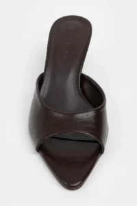 Nisantasi Shoes PROMISE Brown RUSTIC Patterned Pointed toe Women Thin Heels Slippers - Image 9