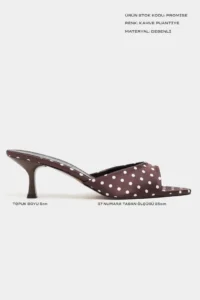 Nisantasi Shoes PROMISE Brown Puantiye Patterned Pointed toe Women Thin Heels Slippers - Image 3