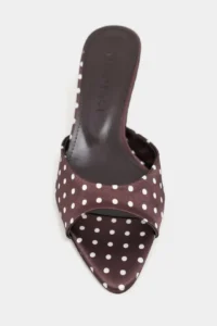 Nisantasi Shoes PROMISE Brown Puantiye Patterned Pointed toe Women Thin Heels Slippers - Image 4