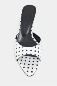 Nisantasi Shoes PROMISE WHITE Puantiye Patterned Pointed toe Women Thin Heels Slippers - Image 4