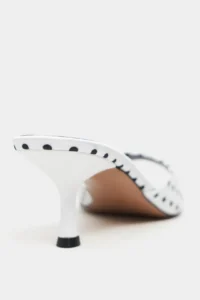 Nisantasi Shoes PROMISE WHITE Puantiye Patterned Pointed toe Women Thin Heels Slippers - Image 5