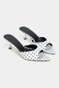 Nisantasi Shoes PROMISE WHITE Puantiye Patterned Pointed toe Women Thin Heels Slippers - Image 6