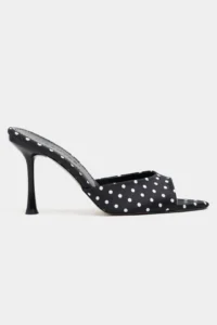 Nisantasi Shoes Renata Black Puantiye pattern Light Pointed toe Women Thin Heels Slippers