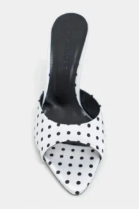 Nisantasi Shoes Renata WHITE Puantiye pattern Light Pointed toe Women Thin Heels Slippers - Image 4