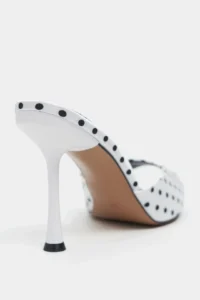 Nisantasi Shoes Renata WHITE Puantiye pattern Light Pointed toe Women Thin Heels Slippers - Image 6